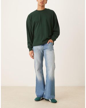 ASOS Vaqueros De Corte Acampanado Ancho Con Lavado Vintage De - Verde
