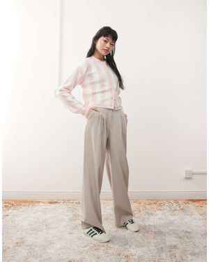 Miss Selfridge Pantaloni Sartoriali A Fondo Ampio Gessati - Neutro