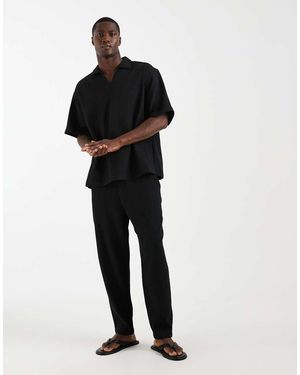 ASOS Co-ord Plisse Trousers - Black