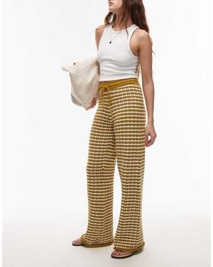 TOPSHOP Knitted Stripe Trouser - Natural