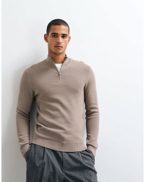 Mango Strickpullover mit viertelreißverschluss - Weiß