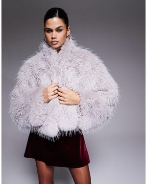 Aria Cove – cropped-jacke aus mongolischem kunstpelz - Grau