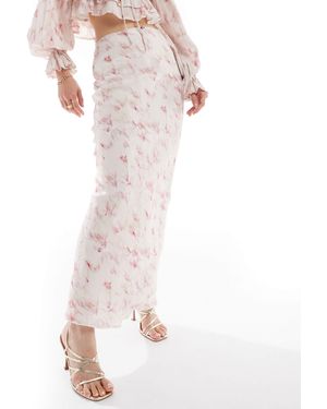 Love Triangle Crinkle Maxi Skirt Co-ord - Pink