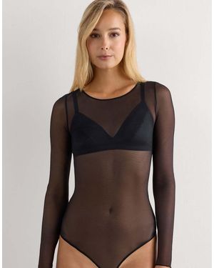 Intimissimi Long-Sleeved Tulle Body - Black