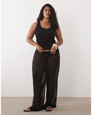 ASOS Asos Design Curve Sheer Wide Leg Trouser - Black