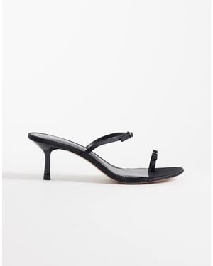 Mango Minimal Heeled Sandal With Buckles - Black
