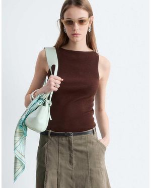 & Other Stories Sleeveless Knit Top With High Neck - Brown