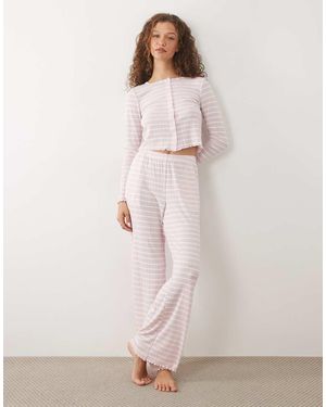 Boux Avenue Ajourgebreide Pyjamaset Met Knoopsluiting - Roze