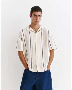 Pull&Bear Camicia A Maniche Corte A Righe - Bianco