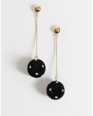 ASOS Pendant Earrings With Texture And Diamante Drops - White
