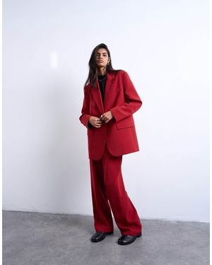 TOPSHOP Co Ord Mid Rise Clean Straight Trouser - Red