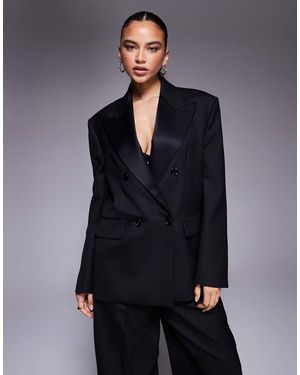 Mango Featuring Kaia Gerber Premium Double Breasted Tailored Blazer Co-Ord - Blue
