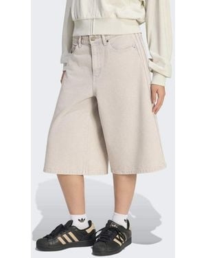 adidas Originals Mid Rise Denim Jorts - Natural