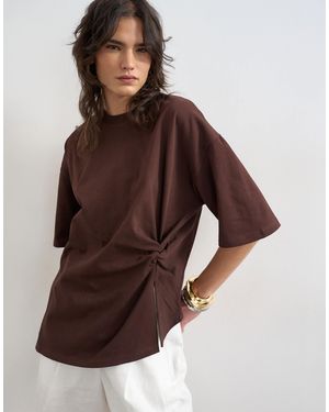 TOPSHOP Knot Twist T-shirt - Brown