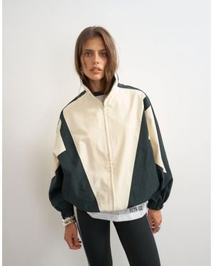 TOPSHOP Colour Block Funnel Neck Jacket - Natural
