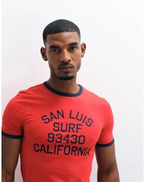 ASOS Muskelshirt mit ringer-ausschnitt und surf-print - Rot