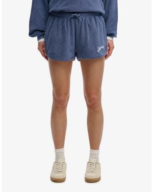 Superdry – heritage – frottee-shorts - Blau