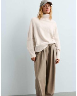 Oysho Oversized High-Neck Jumper - Natural
