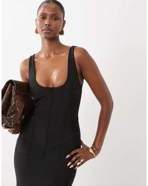 ASOS Top Met Ronde Hals En Corset - Zwart