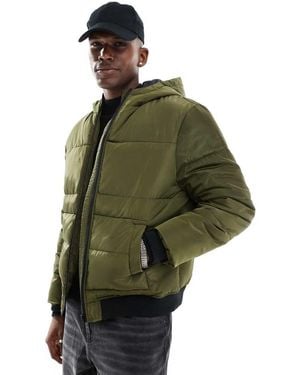 Another Influence Zip Through Quilted Bomber Jacket - Green