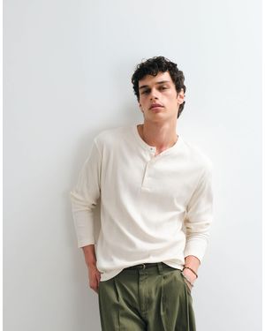 Jack & Jones – langärmliges henley-oberteil - Weiß