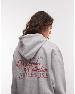 ASOS Weekend collective co-ord oversize-kapuzenpullover mit fledermausärmeln und print - Grau