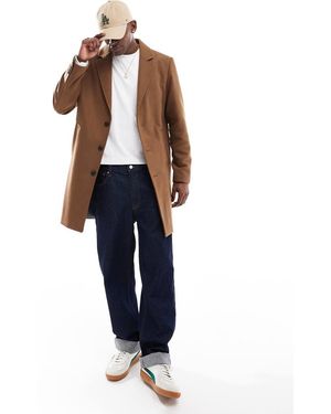 Jack & Jones Abrigo Largo Color Camel De Mezcla De Lana De -Beis Neutro - Azul