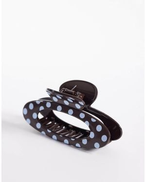 ASOS Oval Polka Dot Hair Claw Clip - Blue