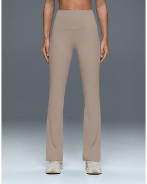 Oysho Comfortlux High-Rise Flare Trousers - Natural