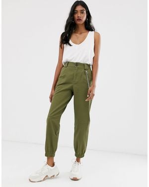 Stradivarius Cargo Trousers With Chain - Green