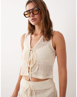 esmé studios Esmee Crochet Tie Front Beach Waistcoat - Natural
