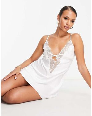 Ann Summers Cherryann Bridal Satin Chemise With Lace Trim - White
