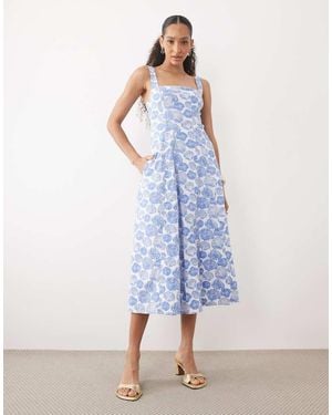 Abercrombie & Fitch Sleeveless Midi Dress With Godet Hem - Blue