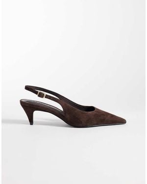 ASOS Scarlet Premium Real Suede Slingback Kitten Heels - Brown