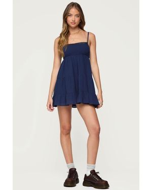 Edikted Calley Scrunchy Tiered Mini Dress - Blue