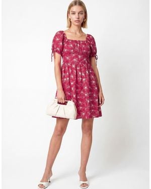 Lovedrobe Floral Square Neck Mini Dress - Red