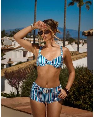 South Beach X Sasha Corte-t Ruched Underwire Bikini Top - Blue