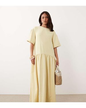 ASOS Asos Design Petite T-shirt Drop Waist Midi Dress - Natural