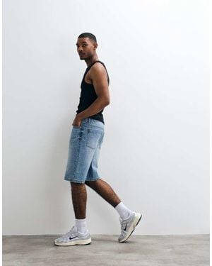 Liquor N Poker All Over Rhinstone Denim Jorts - White