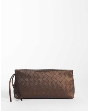 ASOS Woven Zip Top Clutch Purse - Brown