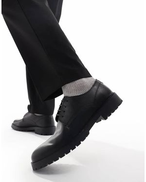 Thomas Crick Zapatos Derby De Vestir Negros De Cuero Bower De