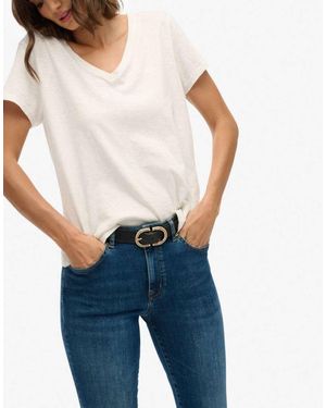 Superdry Cotton Mid Rise Flare Jean - Blue