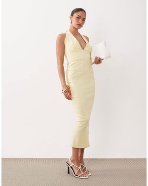 Vesper Petite – neckholder-midikleid aus bengaline - Weiß