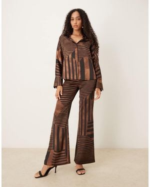 Mango Satin Flared Trouser Co-ord - Natural