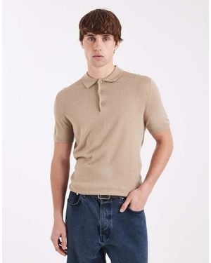 New Look Knitted Polo - Blue