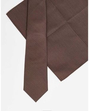 ASOS Corbata Y Pañuelo De Bolsillo Con Diseño Texturizado En De - Marrón