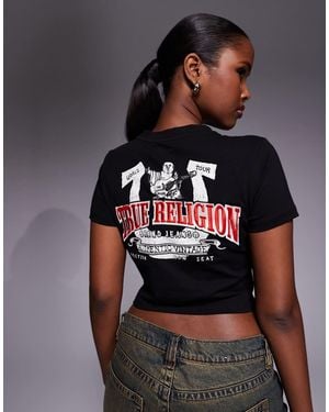 TRUE RELIGION Logo Baby Tee With Back Print - Black