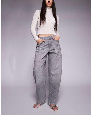 ASOS Jeans Bombati Slim Grigi Con Strass Sul Davanti - Viola