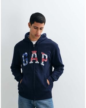 Gap Vintage Logo Zip Up Hoodie - Blue