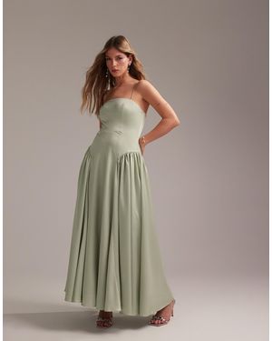 ASOS Bridesmaids Drop Waist Tie Detail Cami Midaxi Dress - Green